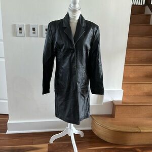 AR TEMIZ CLASSIC ITALY VINTAGE LADIES BLACKK LAMBSKIN LEATHER COAT SIZE XXL